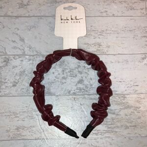 Nicole Miller New York Scrunch Scrunchie Pleated Ruched Faux Leather Headband